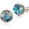 image:imageEVEVIC Round Austrian Crystal Colorful Stud Earrings for Women  14K GoldPlatedPlayful Colors Brighten Your LookS925 Sterling Silver PostGift Box IncludedFor Holiday Wear and GiftingBlue Green CrystalsRose Goldtone