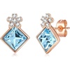 image:imageEVEVIC Square Austrian Crystal Flower Stud Earrings for Women 925 Sterling Silver Post with 14K Gold Plated Hypoallergenic Jewelry GiftAquamarine