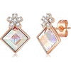 image:imageEVEVIC Square Austrian Crystal Flower Stud Earrings for Women 925 Sterling Silver Post with 14K Gold Plated Hypoallergenic Jewelry GiftAurora Borealis