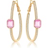 image:imageEVEVIC Stunning Austrian Crystal Big Oval Hoop Earrings for Women Fashion 14K Gold Plated Hypoallergenic Jewelry GiftRose Pink