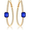 image:imageEVEVIC Stunning Austrian Crystal Big Oval Hoop Earrings for Women Fashion 14K Gold Plated Hypoallergenic Jewelry GiftSapphire