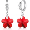 image:imageEVEVIC Trendy Austrian Crystal Flower Drop Leverback Earrings for Women 14k White Gold Plated Huggie Earring Hypoallergenic Jewelry GiftRed