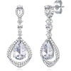 image:imageEVEVIC Trendy Austrian Crystal Teardrop Halo Hollow Drop Earrings for Women 14K Gold Plated Dangle Earring Hypoallergenic Jewelry GiftWhite Clear