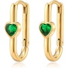 image:imageHeart Austrian Crystal Oval U Hoop Earrings for Women 14K Gold Plated Chunky Gold Rectangle Hoop Earrings Hypoallergenic Jewelry GiftGreen