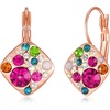 image:imageMulticolored Austrian Crystal Square Drop Leverback Earrings for Women 14K Gold Plated Huggie Earrings Hypoallergenic JewelryRose Main CrystalRose Goldtone