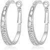 image:imageStunning Austrian Crystal Hollow Hoop Earrings for Women Fashion 14K Gold Plated Hypoallergenic Jewelry GiftWhite CrystalSilvertone