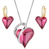 image:imageTrendy Austrian Crystal Heart Drop Leverback Earrings and Pendant Necklace for Women 14K Rose Gold Plated Hypoallergenic Jewelry Gifts