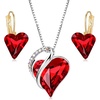 image:imageTrendy Austrian Crystal Heart Drop Leverback Earrings and Pendant Necklaces for Women 14K Rose Gold Plated Hypoallergenic Jewelry Gifts