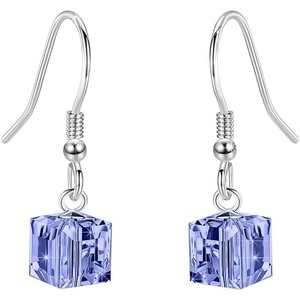 image:imageAustrian Crystal Cube Drop Dangle Earrings for Women Fashion 14K Gold Plated Hypoallergenic JewelryTanzanite