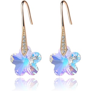 image:imageAustrian Crystal Flower Drop Dangle Earrings for Women Fashion 14K Gold Plated Hypoallergenic JewelryAurora Borealis