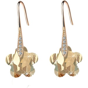 image:imageAustrian Crystal Flower Drop Dangle Earrings for Women Fashion 14K Gold Plated Hypoallergenic JewelryLight Topaz