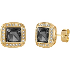 image:imageAustrian Crystal Halo Square Birthstone Stud Earrings for Women  14K gold plated brasssquare austrian crystalSparkle halo CZ gift boxbutterfly claspBlack