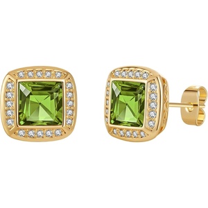 image:imageAustrian Crystal Halo Square Birthstone Stud Earrings for Women  14K gold plated brasssquare austrian crystalSparkle halo CZ gift boxbutterfly claspLight Green