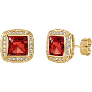 image:imageAustrian Crystal Halo Square Birthstone Stud Earrings for Women  14K gold plated brasssquare austrian crystalSparkle halo CZ gift boxbutterfly claspRuby