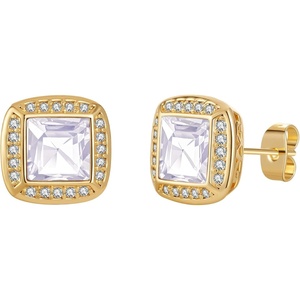 image:imageAustrian Crystal Halo Square Birthstone Stud Earrings for Women  14K gold plated brasssquare austrian crystalSparkle halo CZ gift boxbutterfly claspWhite