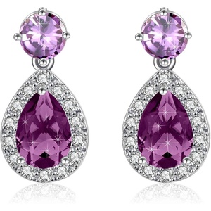 image:imageAustrian Crystal Halo Teardrop Dangle Stud Earrings for Women  teardrop austrian crystal14K white gold plated brassgift boxsparkle CZwedding prom earringsTanzanite