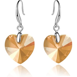 image:imageAustrian Crystal Heart Dangle Hook Earrings for Women  14K white gold plated brassgift boxValentines Day giftLight Topaz
