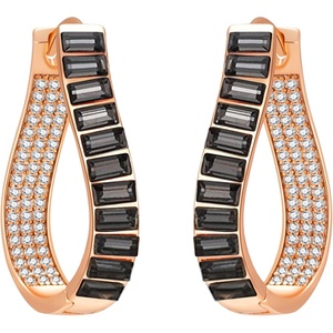 image:imageAustrian Crystal Hoop Earrings for Women Pave Oval Hoop Earrings for Women 14K Gold Plated Hypoallergenic Jewelry GiftBlack
