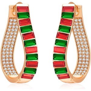 image:imageAustrian Crystal Hoop Earrings for Women Pave Oval Hoop Earrings for Women 14K Gold Plated Hypoallergenic Jewelry GiftChristmas Glow
