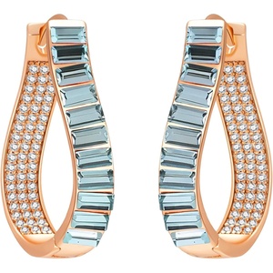 image:imageAustrian Crystal Hoop Earrings for Women Pave Oval Hoop Earrings for Women 14K Gold Plated Hypoallergenic Jewelry GiftLight blue