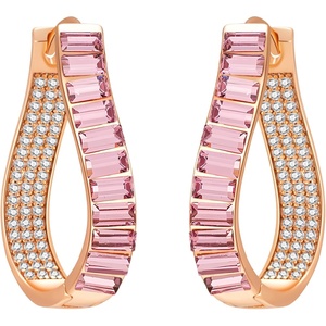 image:imageAustrian Crystal Hoop Earrings for Women Pave Oval Hoop Earrings for Women 14K Gold Plated Hypoallergenic Jewelry GiftPink