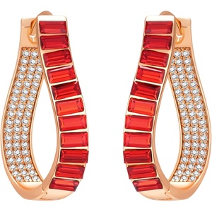 image:imageAustrian Crystal Hoop Earrings for Women Pave Oval Hoop Earrings for Women 14K Gold Plated Hypoallergenic Jewelry GiftRED
