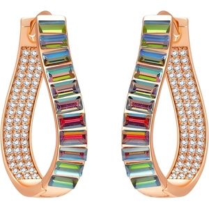 image:imageAustrian Crystal Hoop Earrings for Women Pave Oval Hoop Earrings for Women 14K Gold Plated Hypoallergenic Jewelry GiftVitrail Medium