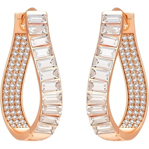 image:imageAustrian Crystal Hoop Earrings for Women Pave Oval Hoop Earrings for Women 14K Gold Plated Hypoallergenic Jewelry GiftWhite