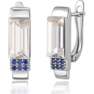 image:imageAustrian Crystal Rectangle Drop Leverback Earrings for Women  14K gold plated brassRectangle crystalsecure leverbackgift boxClear White