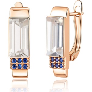image:imageAustrian Crystal Rectangle Drop Leverback Earrings for Women  14K gold plated brassRectangle crystalsecure leverbackgift boxClear WhiteGoldtone