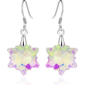 image:imageAustrian Crystal Snowflake Drop Dangle Earrings for Women 925 Sterling Silver Hook Hypoallergenic Jewelry Christmas GiftAurora Borealis