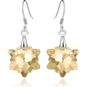 image:imageAustrian Crystal Snowflake Drop Dangle Earrings for Women 925 Sterling Silver Hook Hypoallergenic Jewelry Christmas GiftLight Topaz