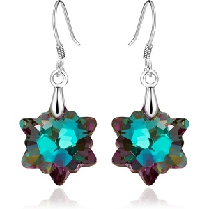 image:imageAustrian Crystal Snowflake Drop Dangle Earrings for Women 925 Sterling Silver Hook Hypoallergenic Jewelry Christmas GiftVitrail Medium