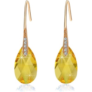 image:imageAustrian Crystal Teardrop Dangle Earrings for Women Drop Hook Earring 14K Rose Gold Plated Hypoallergenic Jewelry Yellow