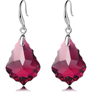 image:imageEVEVIC Austrian Crystal Baroque Teardrop Dangle Earrings for Women  14K GoldPlatedHypoallergenicBrilliant FacetsFluid MovementEasyWear Fishhook FitFor Daily Wear And Special OccasionsFuchsia
