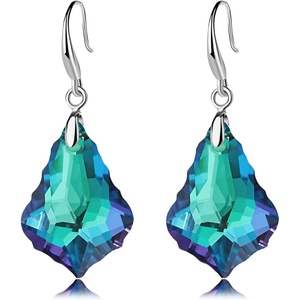 image:imageEVEVIC Austrian Crystal Baroque Teardrop Dangle Earrings for Women  14K GoldPlatedHypoallergenicBrilliant FacetsFluid MovementEasyWear Fishhook FitFor Daily Wear And Special OccasionsBermuda Blue
