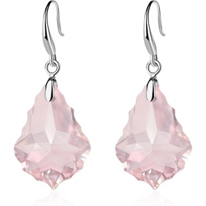 image:imageEVEVIC Austrian Crystal Baroque Teardrop Dangle Earrings for Women  14K GoldPlatedHypoallergenicBrilliant FacetsFluid MovementEasyWear Fishhook FitFor Daily Wear And Special OccasionsPink