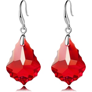 image:imageEVEVIC Austrian Crystal Baroque Teardrop Dangle Earrings for Women  14K GoldPlatedHypoallergenicBrilliant FacetsFluid MovementEasyWear Fishhook FitFor Daily Wear And Special OccasionsRed