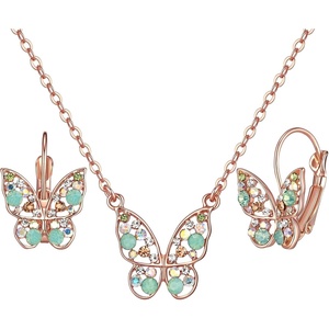 image:imageEVEVIC Austrian Crystal Butterfly Pendant Necklaces and Earrings Jewelry Set Green Opal
