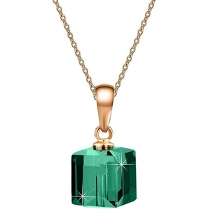 image:imageEVEVIC Austrian Crystal Cube Pendant Necklaces for Women 14K Gold Plated Hypoallergenic Dainty JewelryGreen