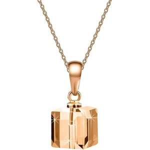 image:imageEVEVIC Austrian Crystal Cube Pendant Necklaces for Women 14K Gold Plated Hypoallergenic Dainty JewelryLight Topaz