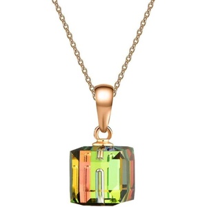 image:imageEVEVIC Austrian Crystal Cube Pendant Necklaces for Women 14K Gold Plated Hypoallergenic Dainty JewelryRainbow