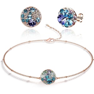image:imageEVEVIC Austrian Crystal Rhinestone Stud Earrings and Bracelet for Women 14K Gold Plated Dainty Colorful Charm Jewelry Gift Purple