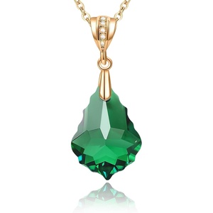 image:imageEVEVIC Austrian Crystals Teardrop Pendant Necklace for Women  14K gold plated brass162 adjustable chainlobster claspclassic teardrop crystal designgift boxEmerald