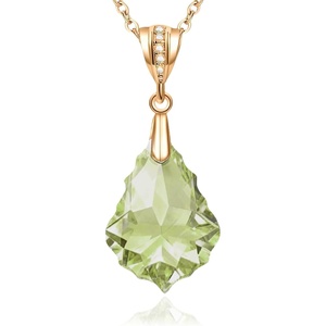 image:imageEVEVIC Austrian Crystals Teardrop Pendant Necklace for Women  14K gold plated brass162 adjustable chainlobster claspclassic teardrop crystal designgift boxGreen