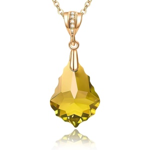 image:imageEVEVIC Austrian Crystals Teardrop Pendant Necklace for Women  14K gold plated brass162 adjustable chainlobster claspclassic teardrop crystal designgift boxYellow