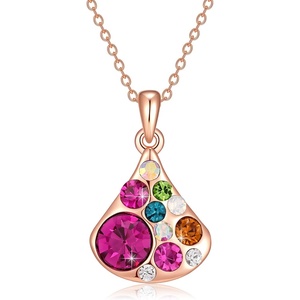 image:imageEVEVIC Dainty Austrian Crystals Pearshaped Pendant Necklaces for Women Fashion 14K Gold Plated Hypoallergenic JewelryRose Main CrystalRose Goldtone