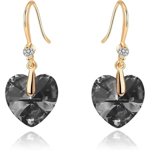 image:imageEVEVIC Heart Austrian Crystal Hook Drop Earrings for Women  14K GoldPlatedHeartShaped Crystal for Romantic GlowGift Box IncludedBrighten Up Daily Outfit and Date NightsGreyBlack