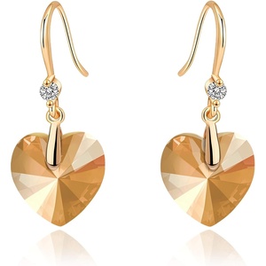 image:imageEVEVIC Heart Austrian Crystal Hook Drop Earrings for Women  14K GoldPlatedHeartShaped Crystal for Romantic GlowGift Box IncludedBrighten Up Daily Outfit and Date NightsLight Topaz