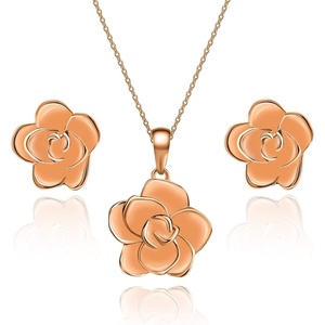 image:imageEVEVIC Rose Flower Necklace Earrings Set for Women 18K Gold Plated Hypoallergenic Jewelry Sets